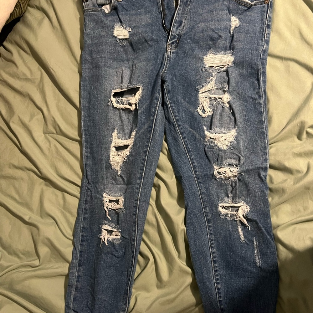 Distressed Blue Jeans